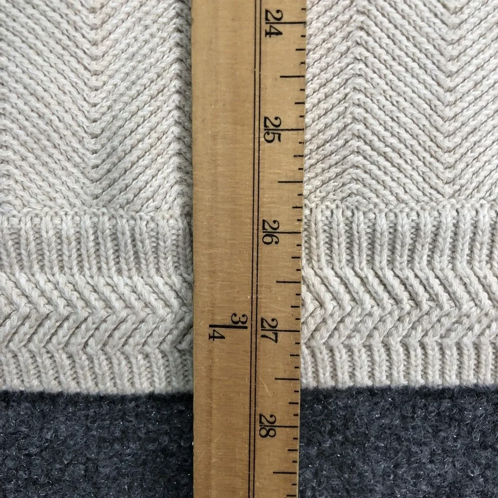 Chaps Sweater Mens Medium White Cotton Herringbone Knit Crewneck Pullover Logo